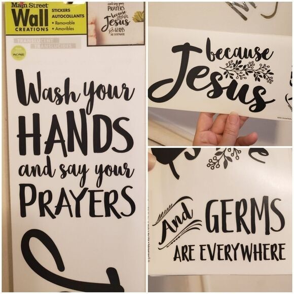 Wash your hands cause Jesus and germs are everywhere wall decal wall art - Picture 3 of 5